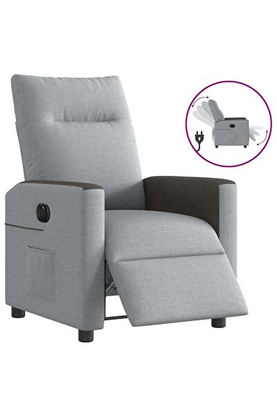 vidaxl Fotoliu rabatabil electric, gri deschis, textil
