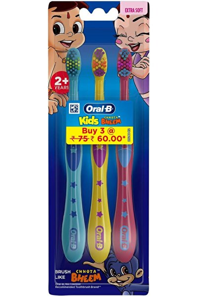 Oral-B Kids Chotta Bheem Extra soft toothbrush, Pack of 3, Age 2+, Easy to ho...
