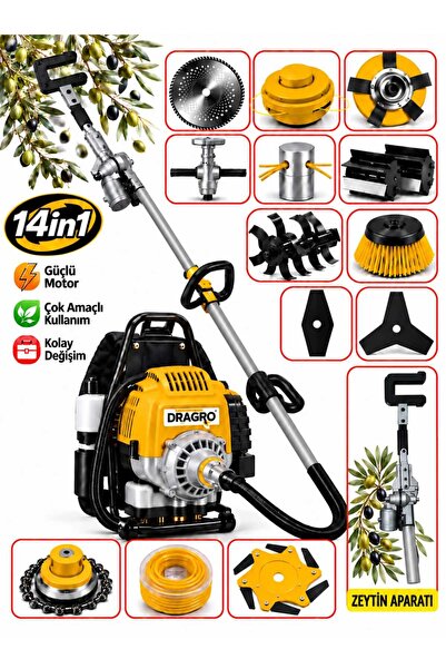 Dragro Sırt Tipi Motorlu Tırpan Çapalama Seti + Zeytin Toplama 14 Parça Full ...