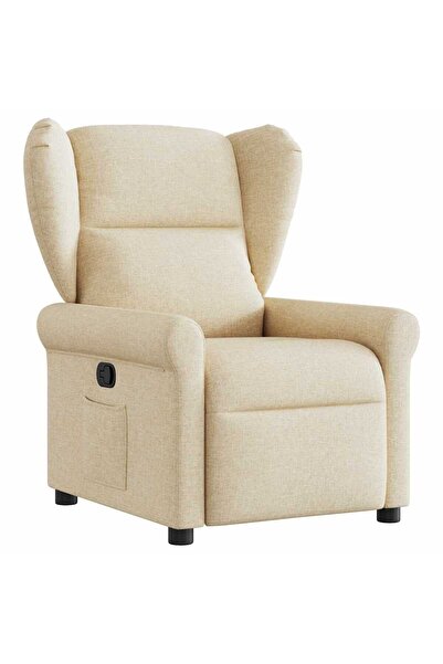 vidaxl Fotoliu rabatabil, crem, material textil