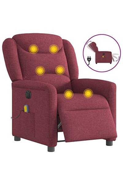 vidaxl Fotoliu electric de masaj rabatabil, roșu vin, textil