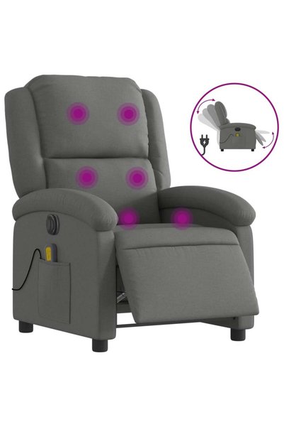 vidaxl Fotoliu electric de masaj rabatabil, gri închis, textil