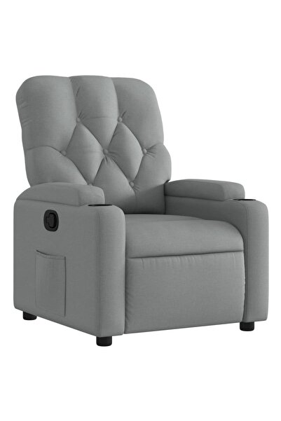 vidaxl Fotoliu rabatabil, gri deschis, material textil