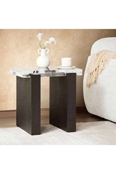 PAN HOME Larvish End Table Marble - Black & White
