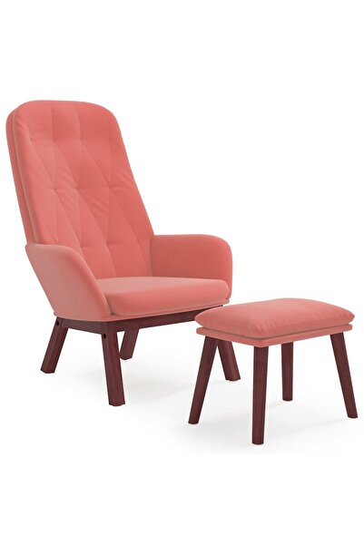 vidaxl Scaun de relaxare cu taburet, roz, catifea