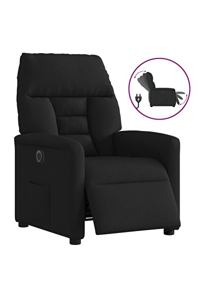 vidaxl Fotoliu rabatabil electric, negru, material textil