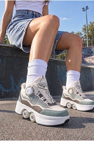 İmerShoes Yetişkin Çocuk Patenli Spor Ayakkabı Akıllı Bağcıklı İçe Kapanan Te...