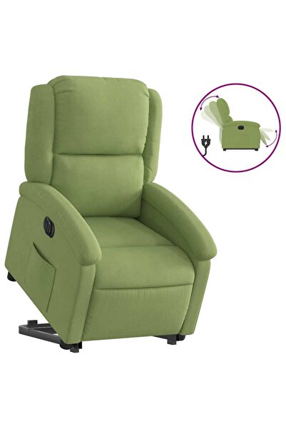 vidaxl Fotoliu electric rabatabil cu ridicare, verde deschis, catifea