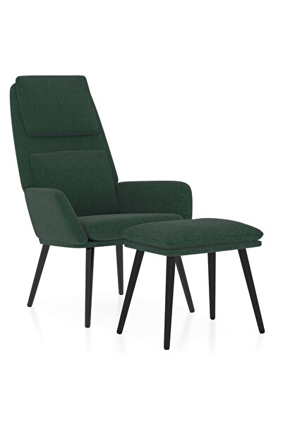 vidaxl Scaun de relaxare cu taburet, verde închis, catifea