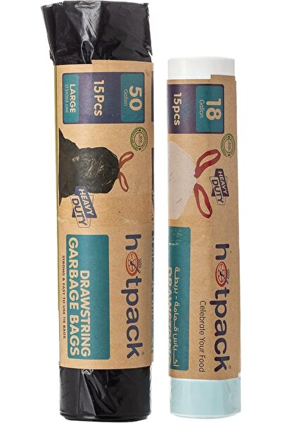 Hotpack Garbage Roll Tie Bag, 15 Pieces, 75 x 103 cm + Kitchen Bag, 55 x 65 c...