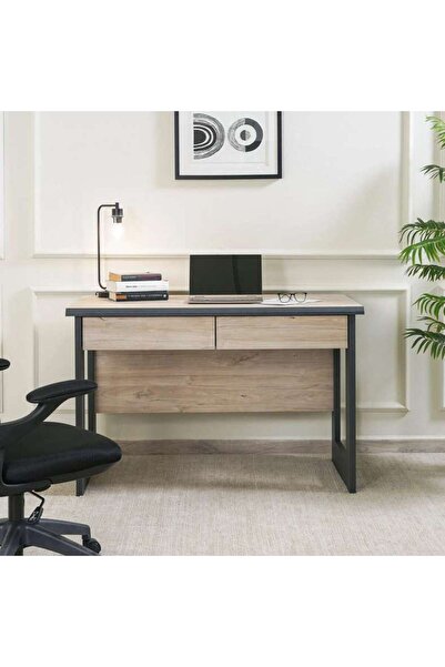 PAN HOME Trooper Smart Desk With 2 Drawers - Black Oak