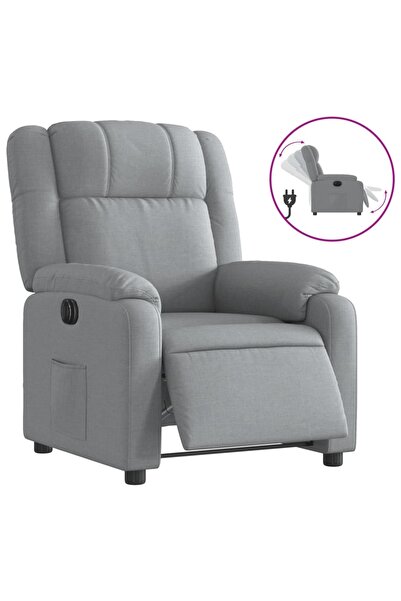 vidaxl Fotoliu rabatabil electric, gri deschis, textil
