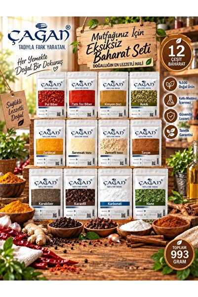 Çağan Mutfağım Eksiksiz Baharat Seti 12 Çeşit
