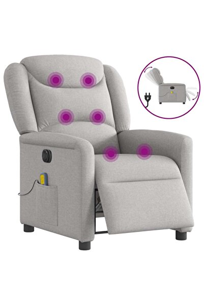 vidaxl Scaun reclinabil electric pentru masaj Cloud Grey Fabric