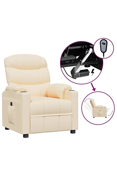vidaxl Fotoliu rabatabil electric, crem, material textil