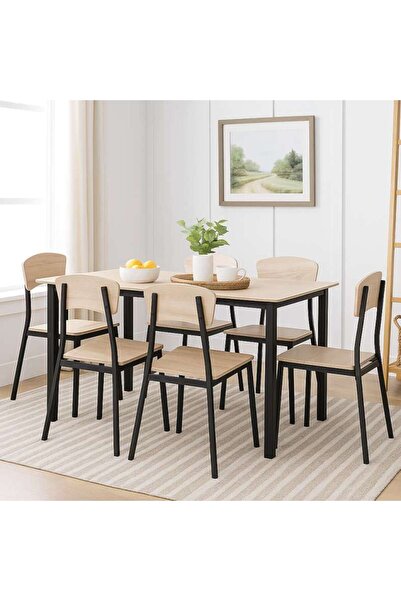 PAN HOME MEROLE 1+6 DINING SET - BROWN BLACK