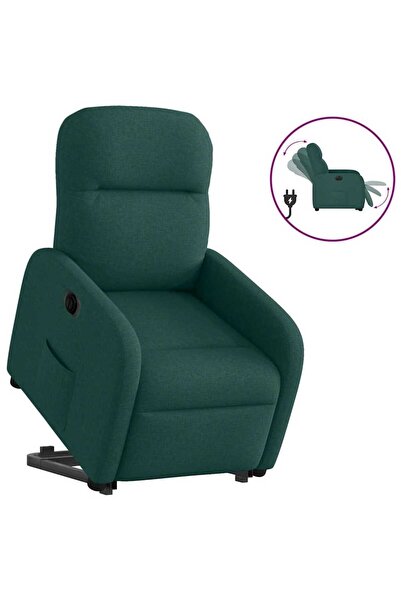 vidaxl Fotoliu electric rabatabil cu ridicare, verde închis, textil
