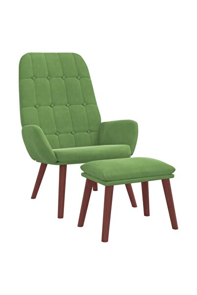vidaxl Scaun de relaxare cu taburet, verde deschis, catifea