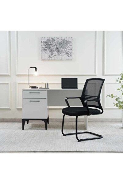 PAN HOME Fortis Office Visitor Chair Mesh And Fabric - Black | Black