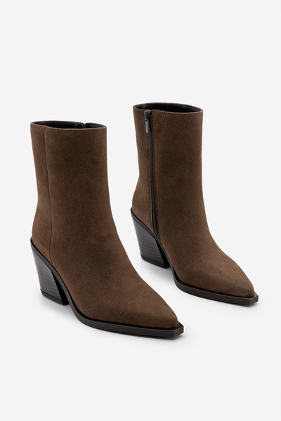 Marjin Women's Pointed Toe Western Boots Forne Light Brown Suede