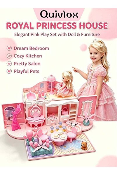 Quivlox Dollhouse,Dream House for Girls Pretend Toys, Pretend-Play Diy Dollho...