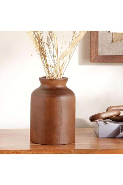 PAN HOME Pecan Wooden Decor Vase 14x14x21cm - Brown