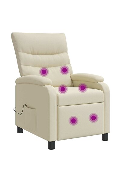 vidaxl Reclinabil cu masaj Crem Piele artificială