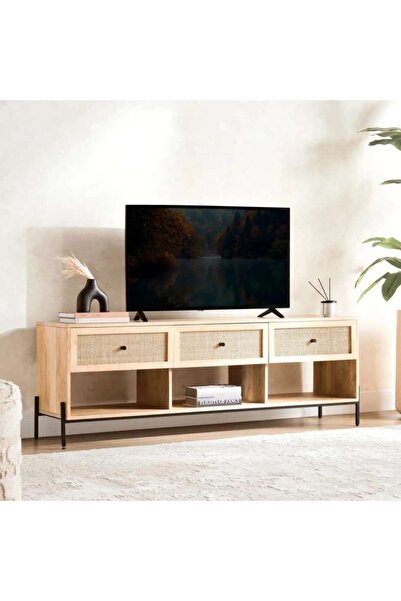 PAN HOME Blaiz Tv Unit Upto 65 Inches Solid Wood - Natural