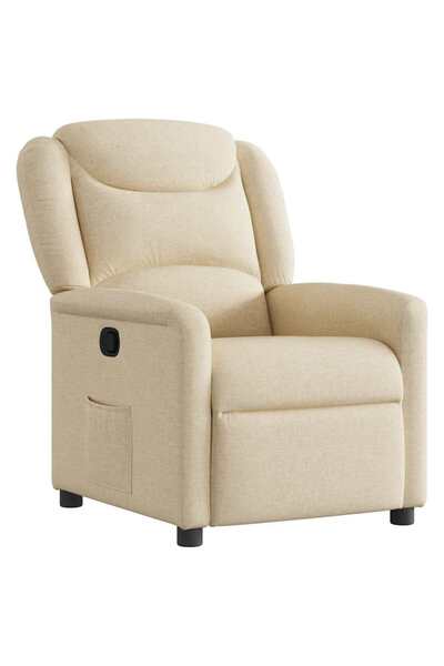 vidaxl Fotoliu rabatabil, crem, material textil