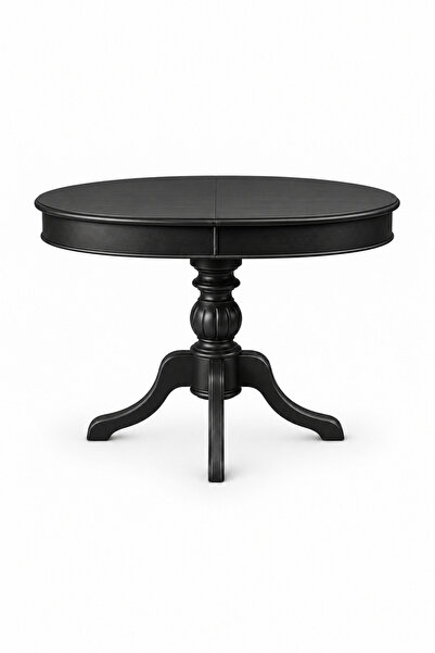 silla Baba Ayaklı Masa Ahşap Yuvarlak Siyah Renkli Açılır Masa (ÇAP 110 CM)