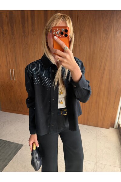 begum mayda Orijinal Model , Lacivert , Serpme Taşlı , Yumuşacık Gabardin Jea...