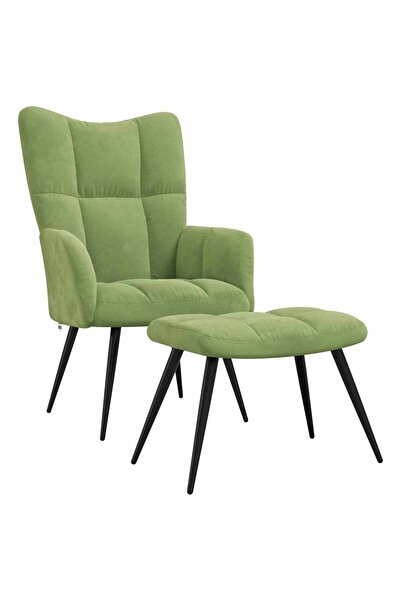 vidaxl Scaun de relaxare cu taburet, verde deschis, catifea