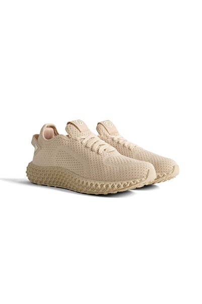 Tonny Black Unisex Bej Örgü File Detaylı Bağcıklı Sneaker