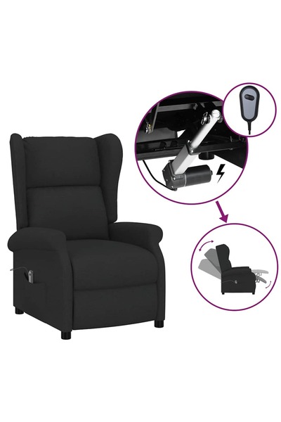 vidaxl Fotoliu rabatabil cu spătar aripi, negru, textil