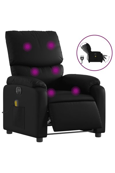 vidaxl Fotoliu electric de masaj rabatabil, negru, piele ecologică