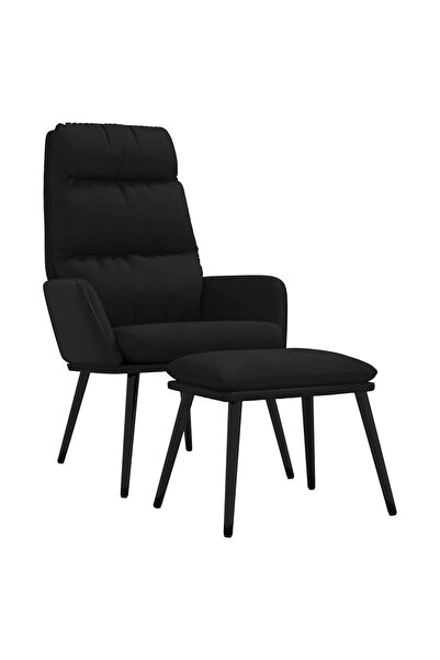vidaxl Scaun de relaxare cu taburet, crem, textil și piele ecologică