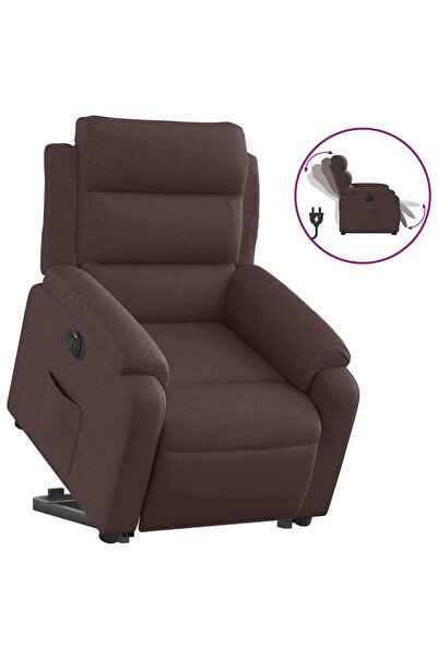 vidaxl Fotoliu electric rabatabil cu ridicare, maro închis, textil
