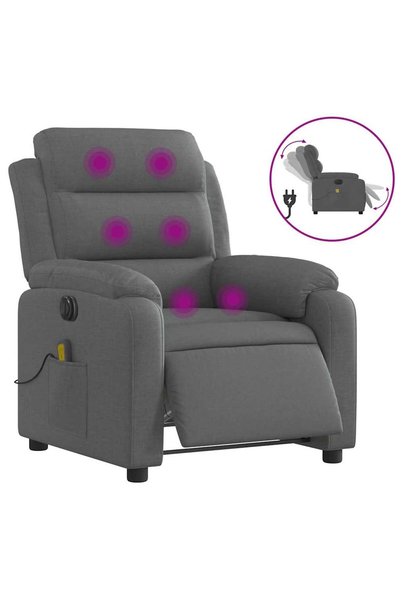 vidaxl Fotoliu electric de masaj rabatabil, gri închis, textil