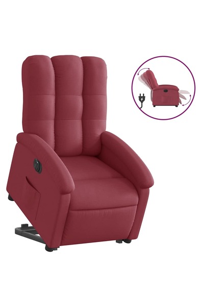 vidaxl Fotoliu electric rabatabil cu ridicare, roșu vin, textil