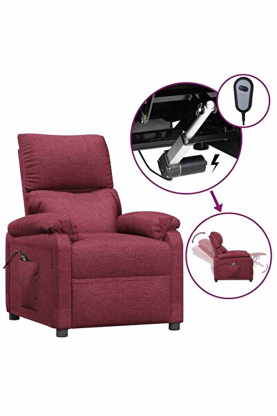 vidaxl Fotoliu rabatabil electric, roșu vin, material textil