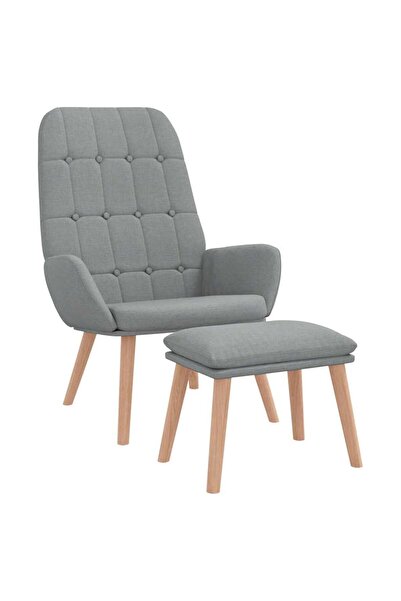vidaxl Scaun de relaxare cu taburet, gri deschis, textil