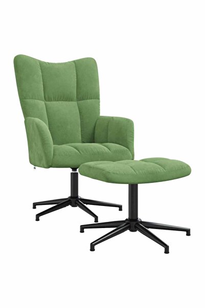 vidaxl Scaun de relaxare cu taburet, verde deschis, catifea