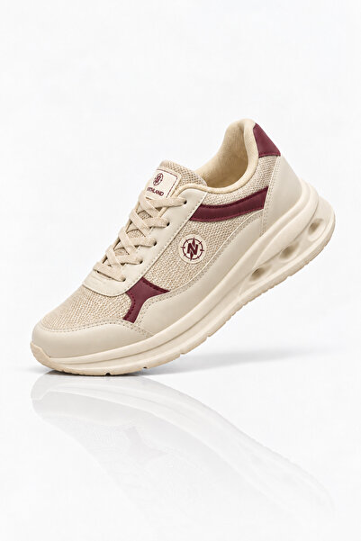 Tonny Black Women's Beige Claret Red Faylon Sole Comfortable Lace-Up Sneaker