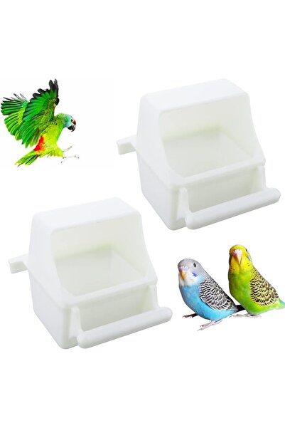 NALACAL 2Pack No-Mess Small Bird Feeder Cups – Cage Hanging Plastic Food & Wa...