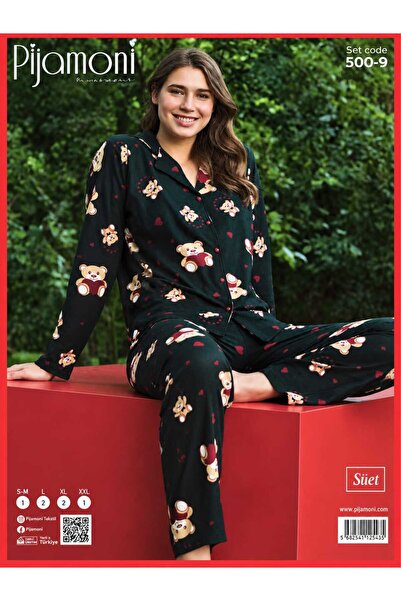 Pijamoni طقم بيجامة فاخرة ذات أكمام طويلة ودافئة من قماش السويدي الناعم بنمط ...