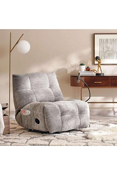 PAN HOME Shaw Single Seater Recliner With Swivel ( Phone Stand)- Light Grey