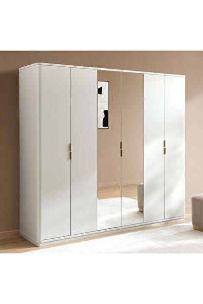 PAN HOME Leonordo 6 Door Wardrobe - Beige