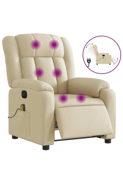 vidaxl Fotoliu electric de masaj rabatabil, crem, textil