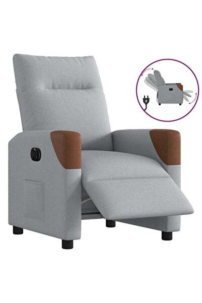 vidaxl Fotoliu rabatabil electric, gri deschis, textil