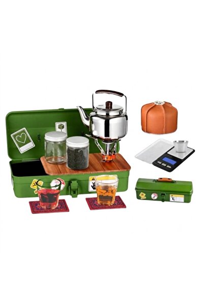 Tradeo Portable Camping Tea & Coffee Set with Kettle, Stove, Cups, Storage Bo...